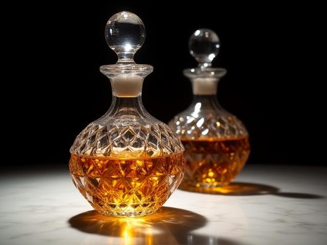 Image of elegant crystal decanters with liquid